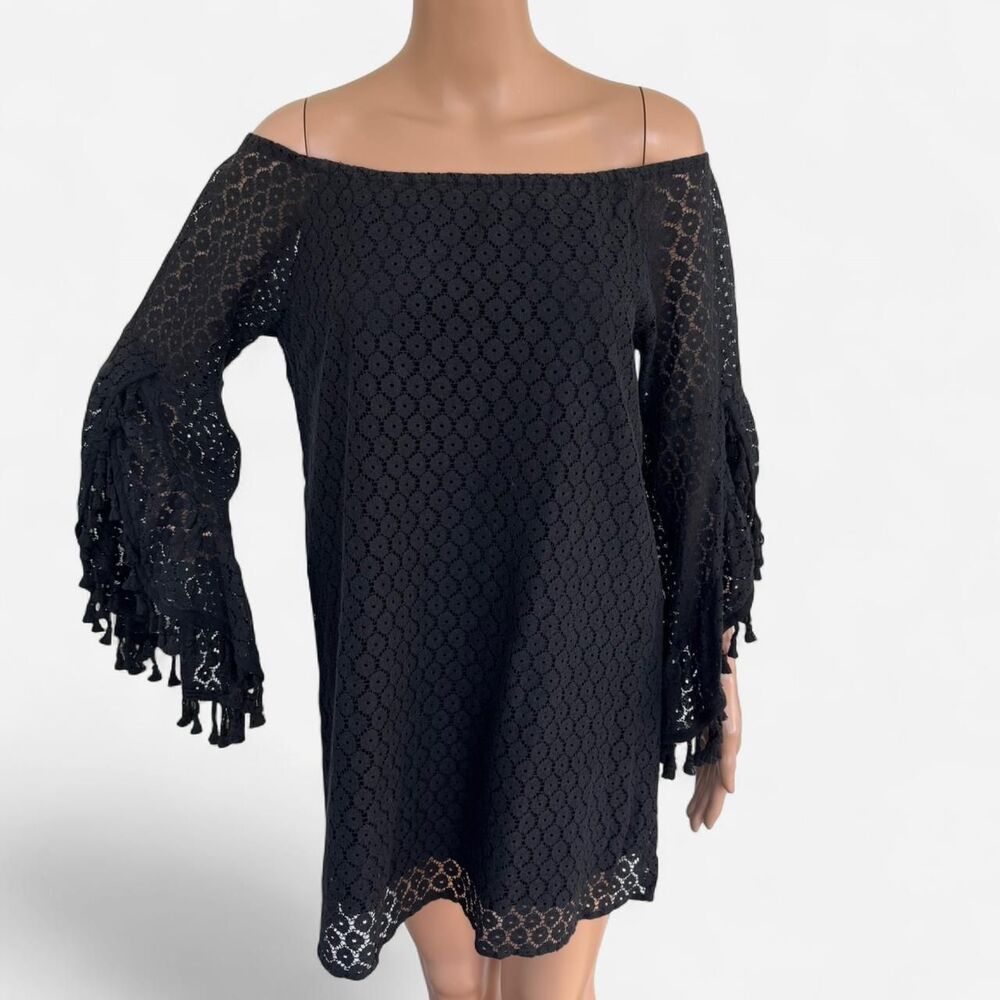 Black Eyelet Off Shoulder Blouse L